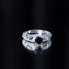 Vintage Style Black Onyx and Diamond Engagement Ring for Women AAA - Rosec Jewels