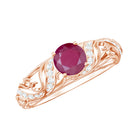 Vintage Style 0.6 Carat Ruby Engagement Ring with Diamond AAA - Rosec Jewels