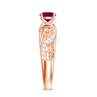 Vintage Style 0.6 Carat Ruby Engagement Ring with Diamond AAA - Rosec Jewels