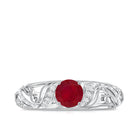 Vintage Style 0.6 Carat Ruby Engagement Ring with Diamond AAA - Rosec Jewels
