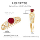 Vintage Style 0.6 Carat Ruby Engagement Ring with Diamond AAA - Rosec Jewels
