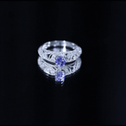 Round Tanzanite Vintage Inspired Engagement Ring with Diamond AAA - Rosec Jewels