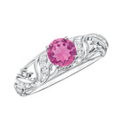 0.4 Carat Vintage Style Pink Tourmaline Engagement Ring with Diamond AAA - Rosec Jewels