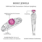 0.4 Carat Vintage Style Pink Tourmaline Engagement Ring with Diamond AAA - Rosec Jewels