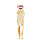 0.4 Carat Vintage Style Pink Tourmaline Engagement Ring with Diamond AAA - Rosec Jewels