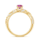 0.4 Carat Vintage Style Pink Tourmaline Engagement Ring with Diamond AAA - Rosec Jewels