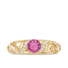 0.4 Carat Vintage Style Pink Tourmaline Engagement Ring with Diamond AAA - Rosec Jewels