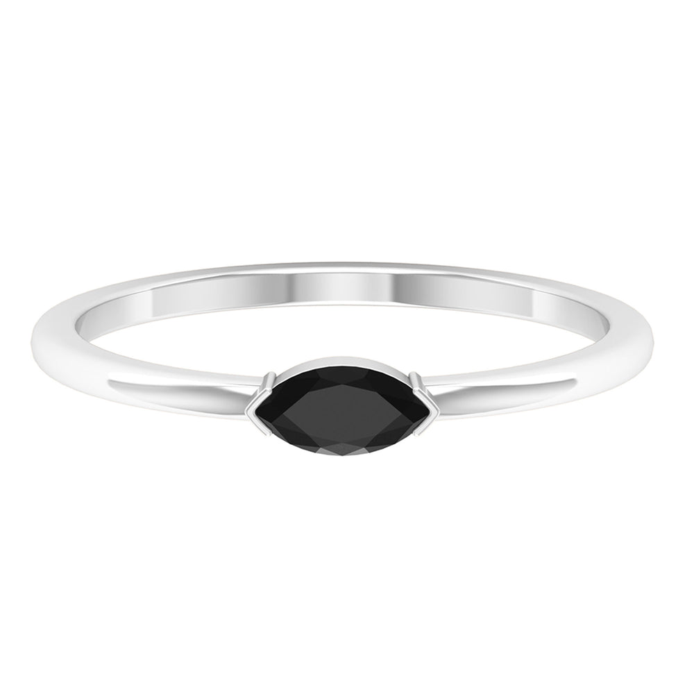 Marquise Cut Solitaire Black Onyx East West Promise Ring Black Onyx - ( AAA ) - Quality - Rosec Jewels