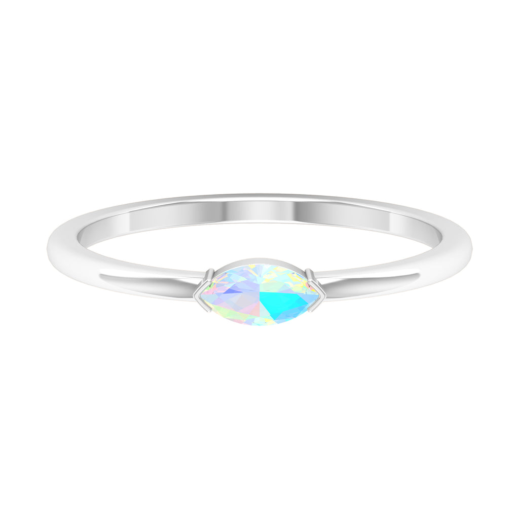 Marquise Cut Solitaire Ethiopian Opal East West Promise Ring