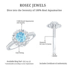 Rosec Jewels-Genuine 0.8 Aquamarine Floral Engagement Ring with Diamond Side Stones
