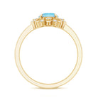 Rosec Jewels-Genuine 0.8 Aquamarine Floral Engagement Ring with Diamond Side Stones