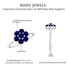 Rosec Jewels-1 CT Round Shape Blue Sapphire Cluster Flower Ring