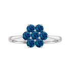 Rosec Jewels-Genuine London Blue Topaz Flower Engagement Ring With Certificate