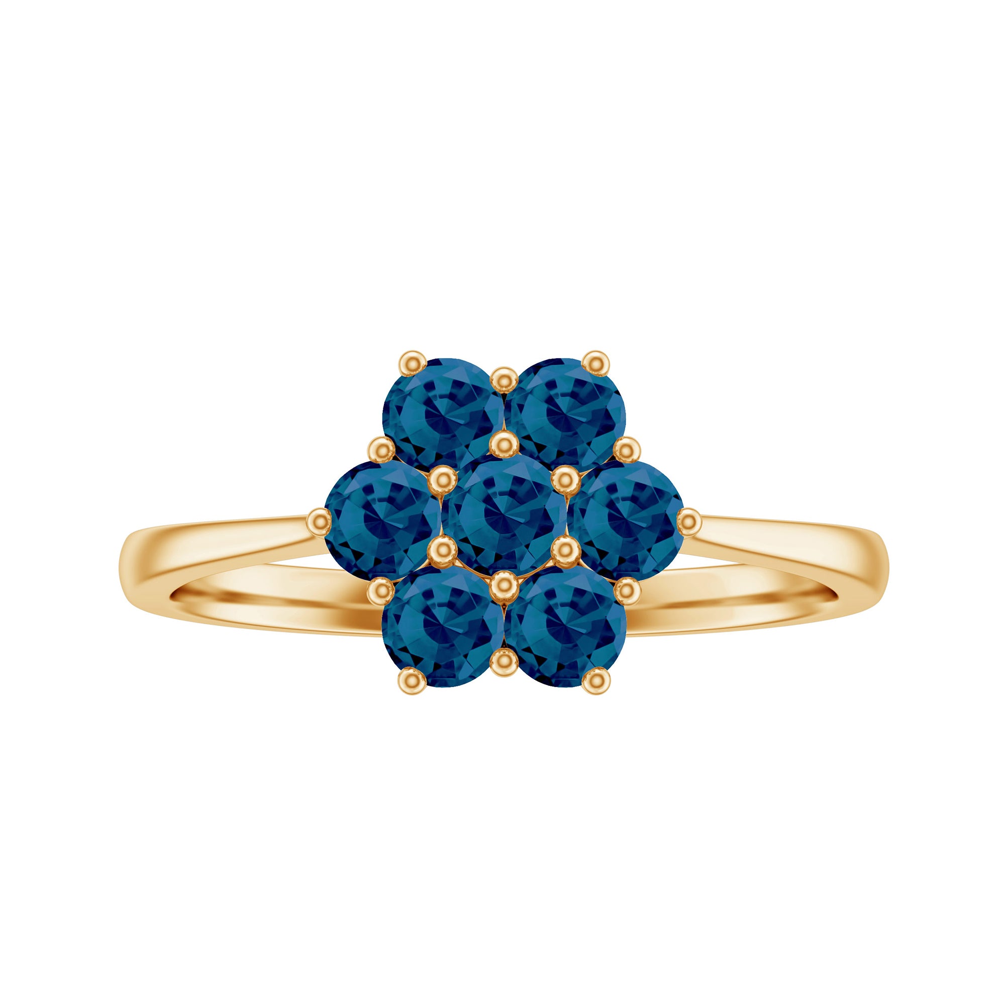 Rosec Jewels-Genuine London Blue Topaz Flower Engagement Ring With Certificate