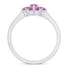 Round Shape Pink Tourmaline Flower Engagement Ring AAA - Rosec Jewels