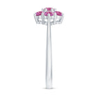 Round Shape Pink Tourmaline Flower Engagement Ring AAA - Rosec Jewels