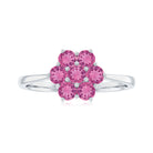 Round Shape Pink Tourmaline Flower Engagement Ring AAA - Rosec Jewels
