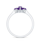 Rosec Jewels-3/4 CT Round Shape Amethyst Cluster Flower Ring