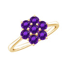 Rosec Jewels-3/4 CT Round Shape Amethyst Cluster Flower Ring