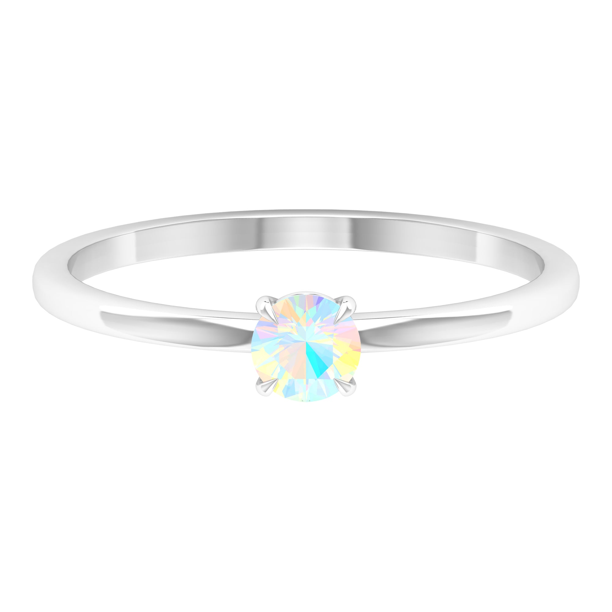 Claw Set Round Ethiopian Opal Solitaire Promise Ring Ethiopian Opal - ( AAA ) - Quality - Rosec Jewels