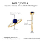 0.95 Carat Round Blue Sapphire Solitaire Ring with Diamond Side Stones AAA - Rosec Jewels