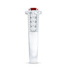Lab Created Ruby Side Stone Engagement Ring with Moissanite AAAA - Rosec Jewels
