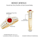 Lab Created Ruby Side Stone Engagement Ring with Moissanite AAAA - Rosec Jewels