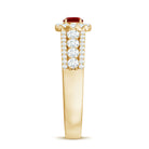 Lab Created Ruby Side Stone Engagement Ring with Moissanite AAAA - Rosec Jewels