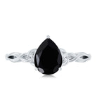 Solitaire Pear Cut Black Onyx Engagement Ring with Celtic Band AAA - Rosec Jewels