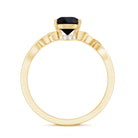 Solitaire Pear Cut Black Onyx Engagement Ring with Celtic Band AAA - Rosec Jewels