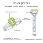 Vintage Style 1.8 Carat Peridot Emerald Cut Engagement Ring with Moissanite AAA - Rosec Jewels