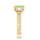 Vintage Style 1.8 Carat Peridot Emerald Cut Engagement Ring with Moissanite AAA - Rosec Jewels