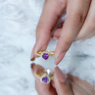 Natural 0.9 Carat Amethyst Heart Engagement Ring with Diamond Halo AAA - Rosec Jewels