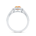1 Carat Heart Shape Fire Opal Engagement Ring with Diamond Halo AAA - Rosec Jewels