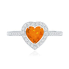 1 Carat Heart Shape Fire Opal Engagement Ring with Diamond Halo AAA - Rosec Jewels
