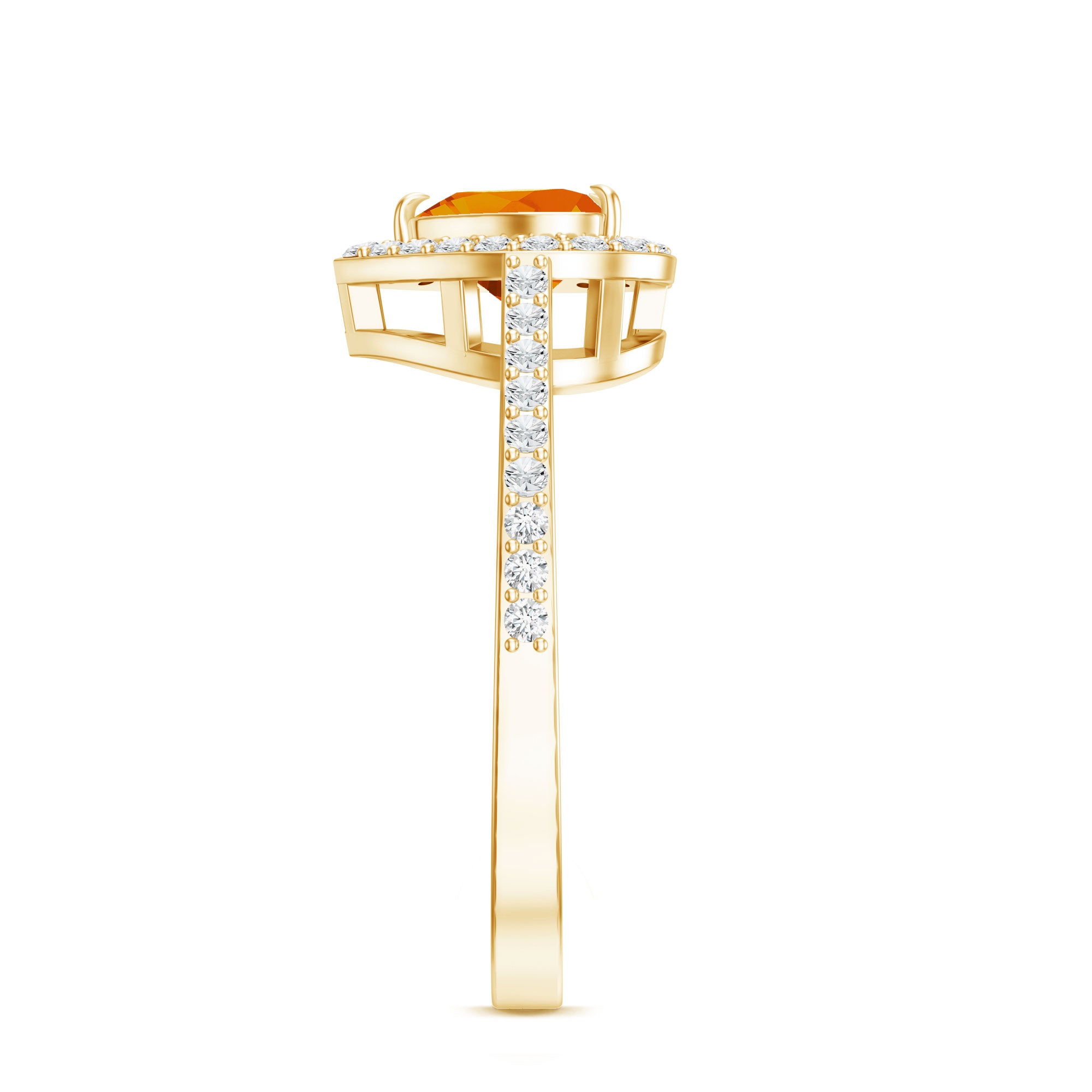 1 Carat Heart Shape Fire Opal Engagement Ring with Diamond Halo AAA - Rosec Jewels