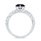 Round Created Black Diamond Vintage Inspired Engagement Ring with Diamond AAAA ( Synthetic ) - Rosec Jewels