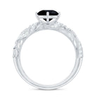 Round Created Black Diamond Vintage Inspired Engagement Ring with Diamond AAAA ( Synthetic ) - Rosec Jewels