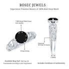 Vintage Inspired Onyx and Diamond Engagement Ring AAA - Rosec Jewels