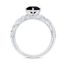Vintage Inspired Onyx and Diamond Engagement Ring AAA - Rosec Jewels