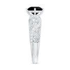 Vintage Inspired Onyx and Diamond Engagement Ring AAA - Rosec Jewels