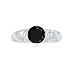 Vintage Inspired Onyx and Diamond Engagement Ring AAA - Rosec Jewels
