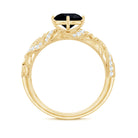 Vintage Inspired Onyx and Diamond Engagement Ring AAA - Rosec Jewels