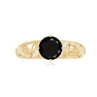 Vintage Inspired Onyx and Diamond Engagement Ring AAA - Rosec Jewels