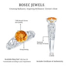 Genuine Citrine Vintage Looking Engagement Ring with Diamond AAA - Rosec Jewels