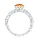 Genuine Citrine Vintage Looking Engagement Ring with Diamond AAA - Rosec Jewels