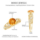 Genuine Citrine Vintage Looking Engagement Ring with Diamond AAA - Rosec Jewels