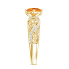 Genuine Citrine Vintage Looking Engagement Ring with Diamond AAA - Rosec Jewels