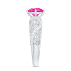 Rosec Jewels-Lab Grown Pink Sapphire Antique Engagement Ring With Diamond