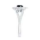 Certified 0.8 Carat Lab Grown Black Diamond Flower Engagement Ring with White Diamond AAAA ( Synthetic ) - Rosec Jewels